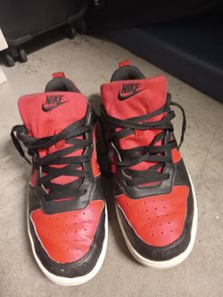 Red and black Nike court borough low recraft sneakers sz7 youth