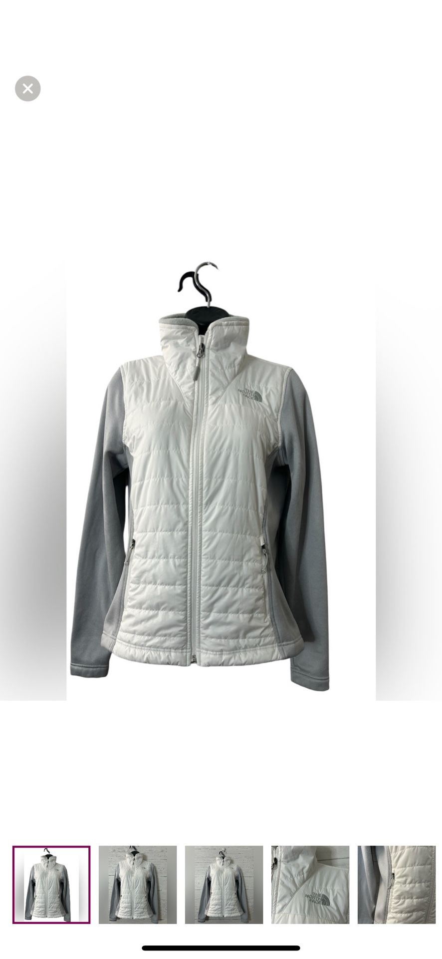 THE NORTH FACE  Embroidered Logo White/Gray Zip Up Jacket Women’s Small