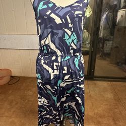 New Tori Richard Dress Hawaiian Print Blue Women's Small