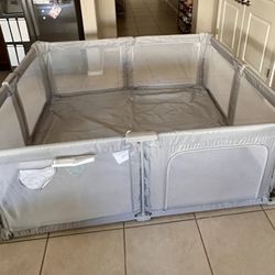 New Baby Playpen, 73" x 61" Large Foldable Playpen with Mat for Babies and Toddlers With pull handles 