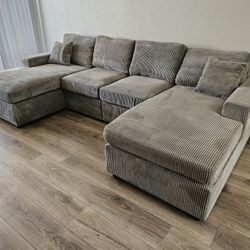 Brand New Sectional 4 Pcs Grey Corduroy $489 $489 $489