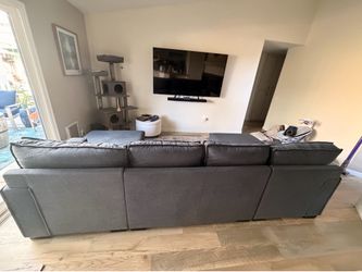 Blue double chaise sectional sofa