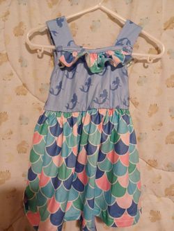 Girls Mermaid Print Sleeveless Dress size 0-6m