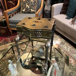 Antique Brass And Iron Pierced Trivet 