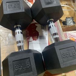 New Pair Of 35 Dumbbells