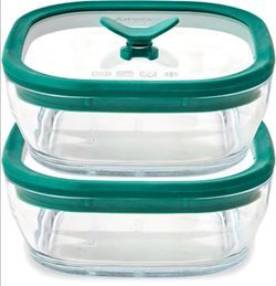 Anyday 2 Pack 2.5 Cup Glass Lunch Containers (Kale)
Microwave Safe, Bowls with Glass Lids for Work, Food Storage, Bento Box Meal Prep Container