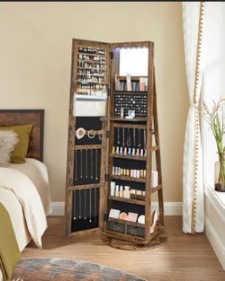Jewelry cabinet with mirror