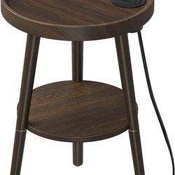 Round End Table with Charging Station