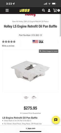 Holley 510-302-12 Oil Pan Baffle Ls Engine