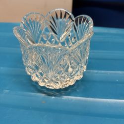 Cut Crystal Tulip Vase Candle Holder Bowl 4-1/2" Tall