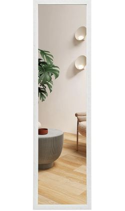 LFT HUIMEI2Y Door Mirror Full Length, Wall-Mounted Mirror Rectangle Tall with Engraving Frame, Over The Door Hanging Mirror for Bedroom, Living Room, 