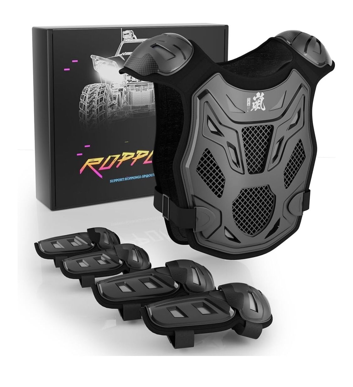 NEW IN BOX ROPPONGI BRAND PROTECTIVE GEAR MOTORCYCLE DIRTBIKE KIDS 5-10 IN AGE REFLECTIVE BREATHABLE GEAR NEW