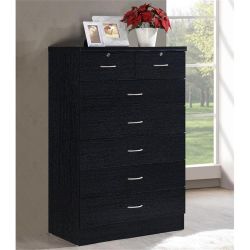 7 Drawer Chest with Locks on 2 Top Drawers in Black Wood (Moving Sale)