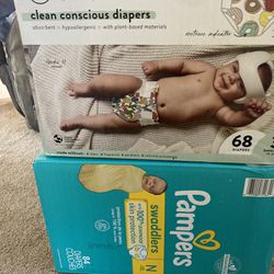 Newborn And Size 3 Diapers And Water Wipes 