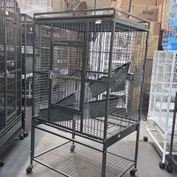 XXLarge Deluxe 22”x22”x65”H Play Perch Stand Top Parrot Bird Home Cage On Wheels 