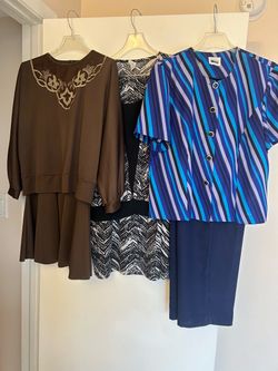 3 Women’s Suits L-XL In Excellent Condition .Yellow Jacket  Is Free With Purchase. Each Suite$10