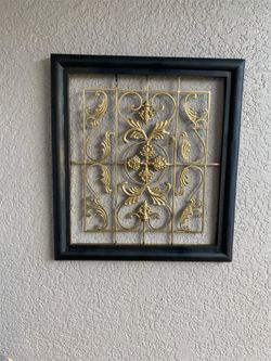 Framed wall metal and wood decor
