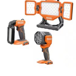 Ridgid 18V LED: Hybrid Panel Light, Spotlight, Stick Light
