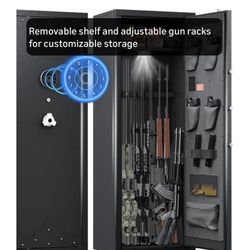 KAER 12-15 Rifle Gun Safe, Home Safes for Rifles and Pistols, Large Unassembled Rifle Safe with 3 Removable Gun Racks, Digital Gun Cabinet with 4 Pist