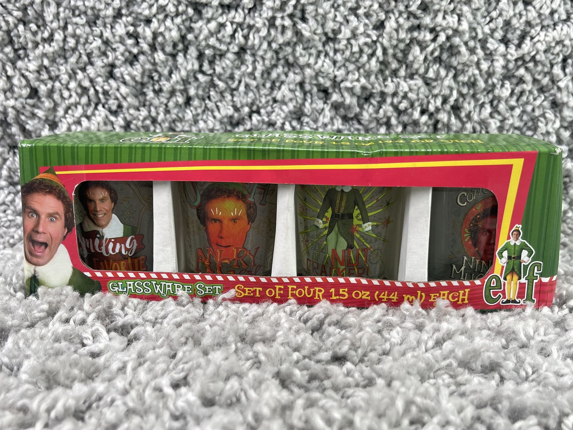 Shot Glass ELF Movie Will Ferrell Buddy Party Christmas Holiday Set Of 4 15oz Ea