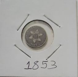 1853 US Three Cent Silver Coin