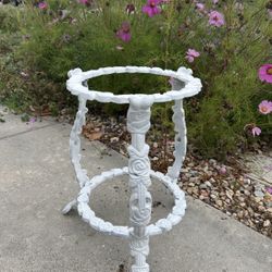 Vintage Two Tiered Plant Stand Embossed Roses 