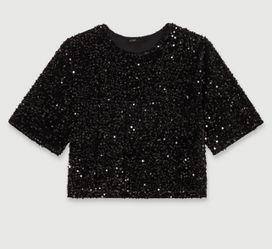 Maje Sequinned Velvet top black for woman size 1