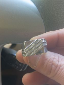 Men's Silver 925 size "10" signet ring with 45 individual cz stones