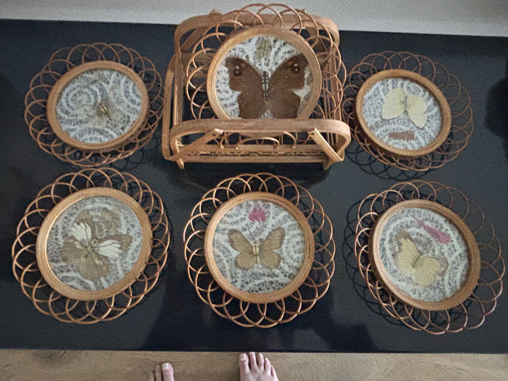 Beautiful And Unique Bamboo And Butterfly Coaster Set