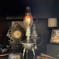 Antique “I Love You” Rose Lamp – Rare Hand-Crafted Glass Bulb • Collectible • Works! 