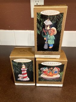 (3) Hallmark keepsake lighted ornaments All work great