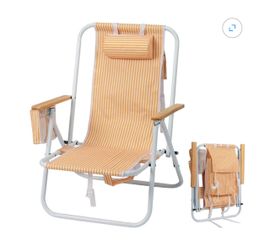 Aluminum Backpack Beach Chair, 4-Position Portable Beach Chair, Light-Weight