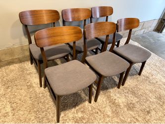 Modern Walnut Dining Chairs Set of 6