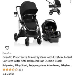 Evenflo Pivot Suite Travel system With Lite Max  Infant Car Seat