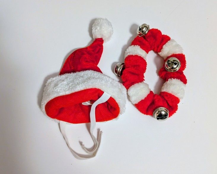 Pet Christmas Santa Hat With Jingle Bell Collar Cleaned And Sanitized Pet Clothes
