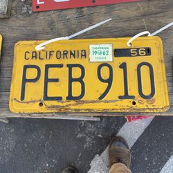 VINTAGE 1956 CALIFORNIA YELLOW LICENSE PLATES set $150