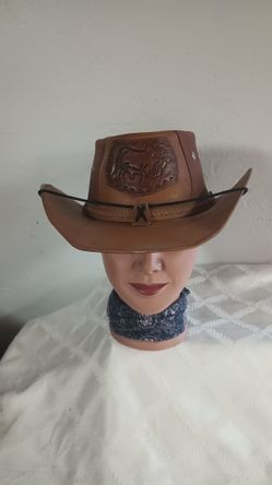 Men's Brown Leather Hat, SZ X-Large, Seffner 33584 