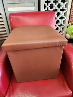 Leather brown foldable storage box 15"Lx15"Wx14" H