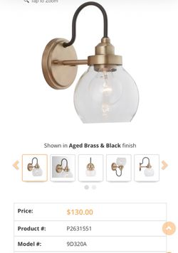 Austin Allen & Co 1-Light Wall Sconce in Aged Brass/Black