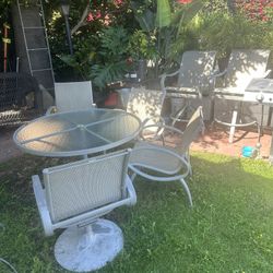 Patio set and Grill