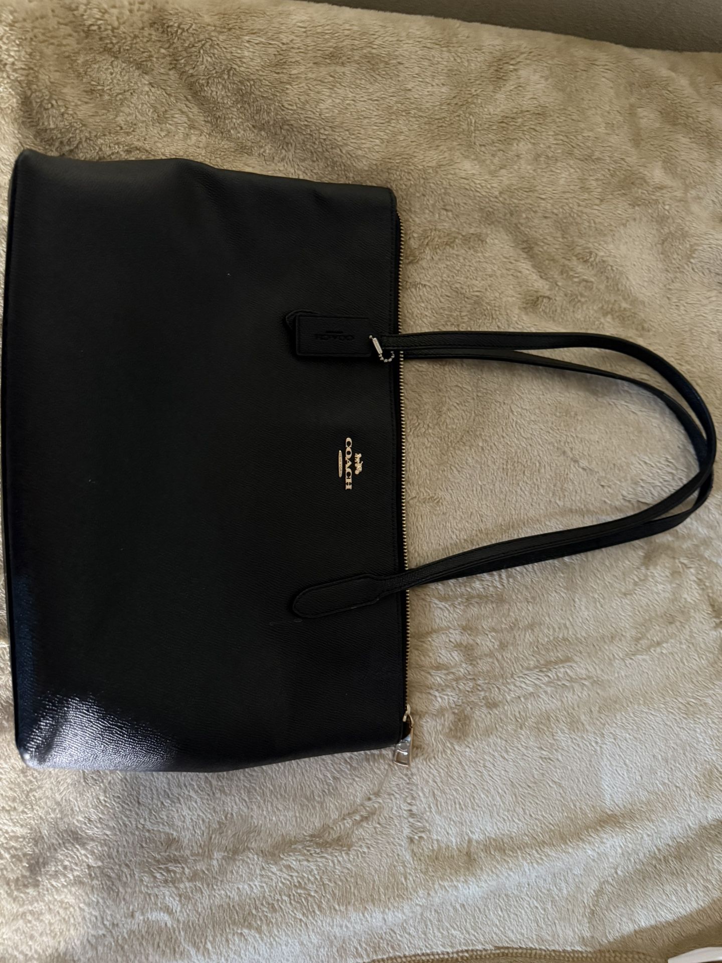 Coach Crossgrain Leather Zip Top Tote Shoulder Bag