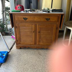 Vintage Wooden Drop-Leaf Buffet Caninet