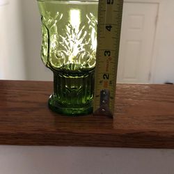 Vintage Green Glass Embossed Tumbler