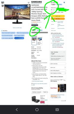 SAMSUNG LC24F390FHNXZ 24 inch Curved LED HD 1080p Gaming Monitor (Super Slim Design)