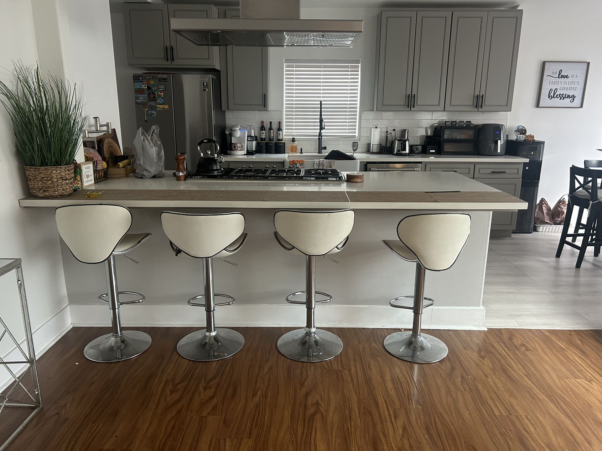 4 Bar Stools – White & Chrome (Need Minor Repair) – $50