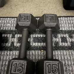 Cast Iron 15lb dumbbell set