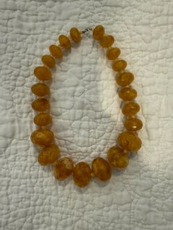 Vintage R.J. Graziano Amber Yellow Faceted Bead Statement Necklace