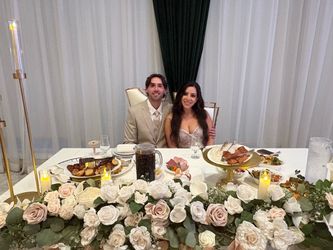 Handmade Wedding Floral Table Garland / Centerpiece – White & Blush Roses
