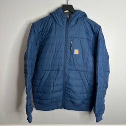 Carhartt Rain Defender Insulated Hooded Jacket Mens Medium Blue