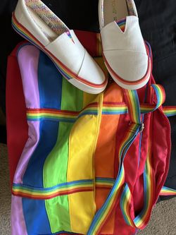 Rainbow Tote & TOMS Pride Canvas Shoes